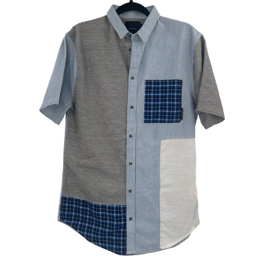 I Love Ugly Patchwork Button Down SS Shirt / small